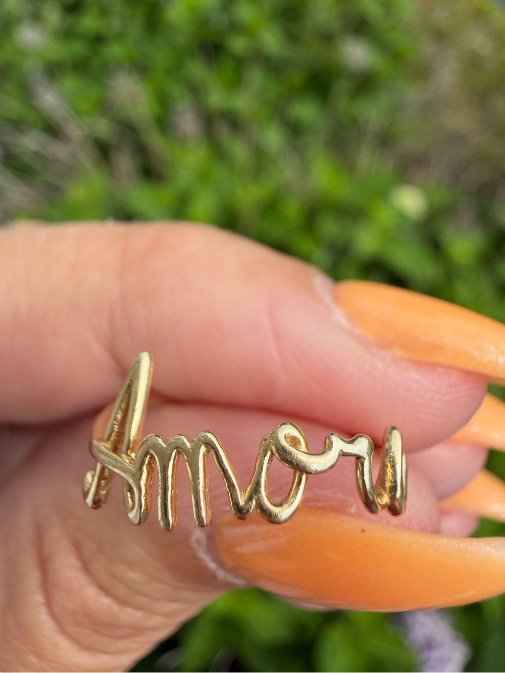Vintage 14K Italy Amore LOVE Script Ring Y2K 90s Pinky stacker  Ring